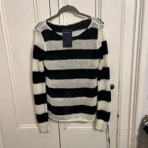 Brandy Melville Black and White Off the Shoulder Sweater